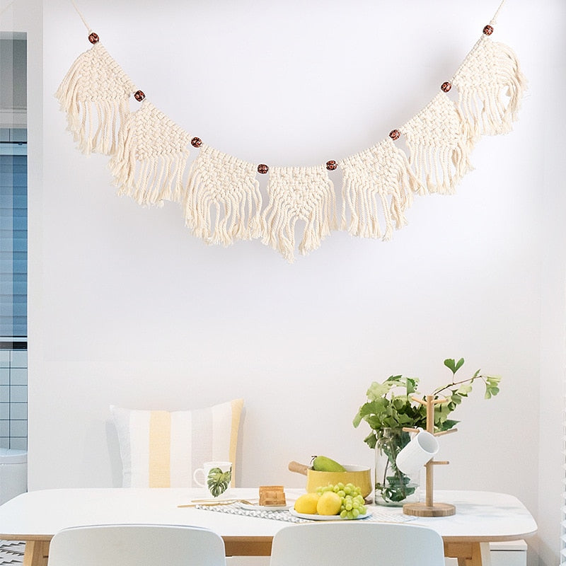 Macrame Fringed Woven Tapestry